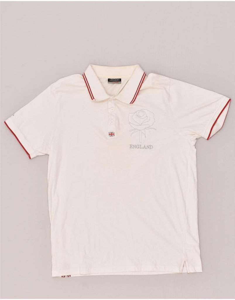 KAPPA Mens Graphic Polo Shirt XL White Cotton | Vintage Kappa | Thrift | Second-Hand Kappa | Used Clothing | Messina Hembry 