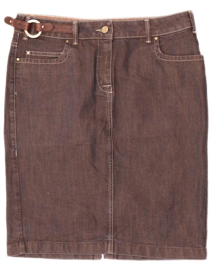 Trussardi Womens Denim Skirt IT 44 Medium W32 Brown Cotton