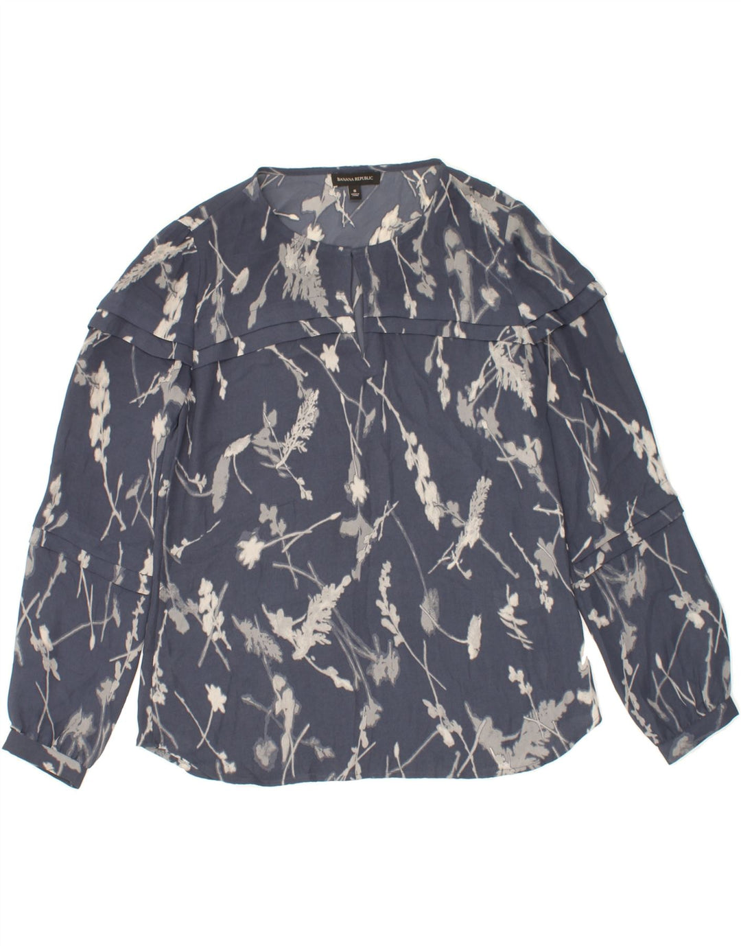 BANANA REPUBLIC Womens Abstract Pattern Blouse Top UK 10 Small Navy Blue Vintage Banana Republic and Second-Hand Banana Republic from Messina Hembry 