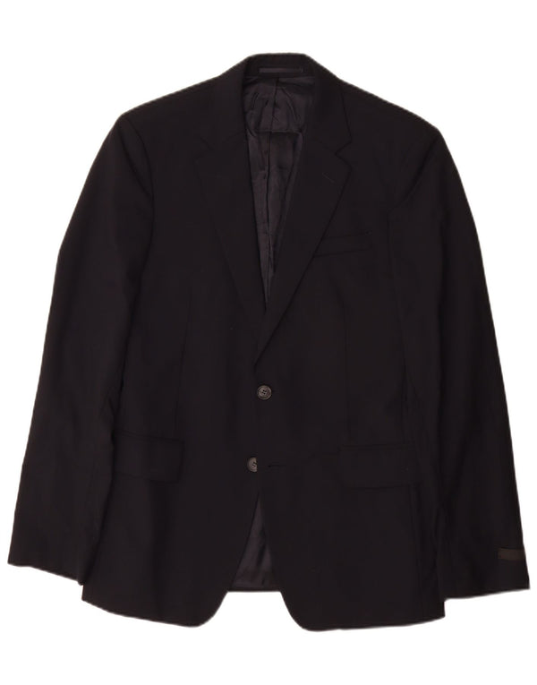 Prada Mens 2 Button Blazer Jacket IT 48 Medium Navy Blue Wool