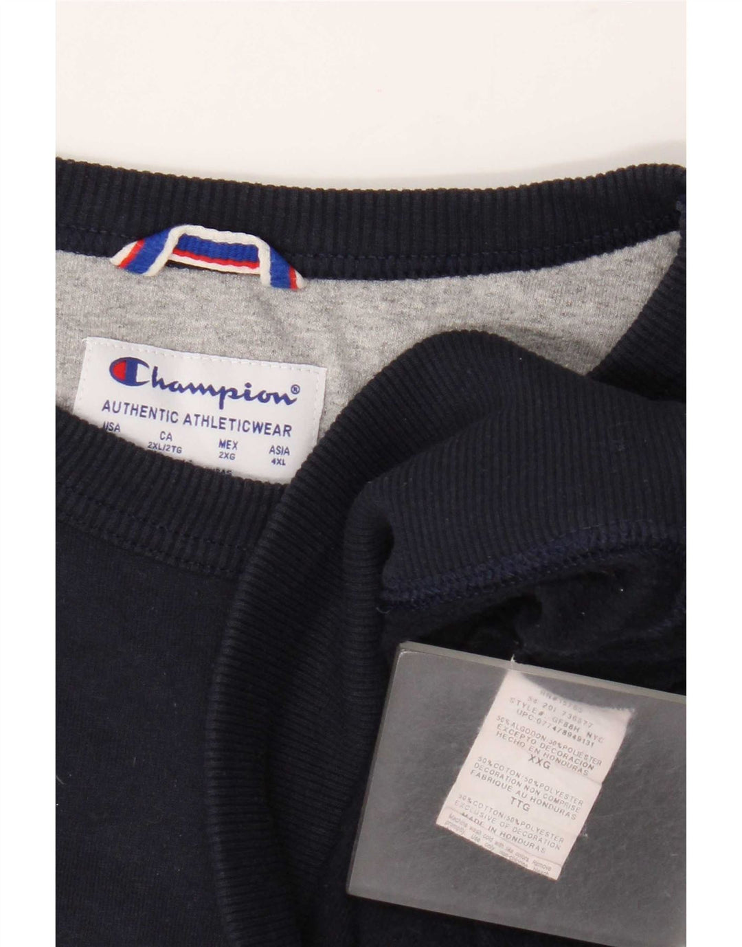 Champion Mens Graphic Sweatshirt Jumper 2XL Navy Blue Cotton