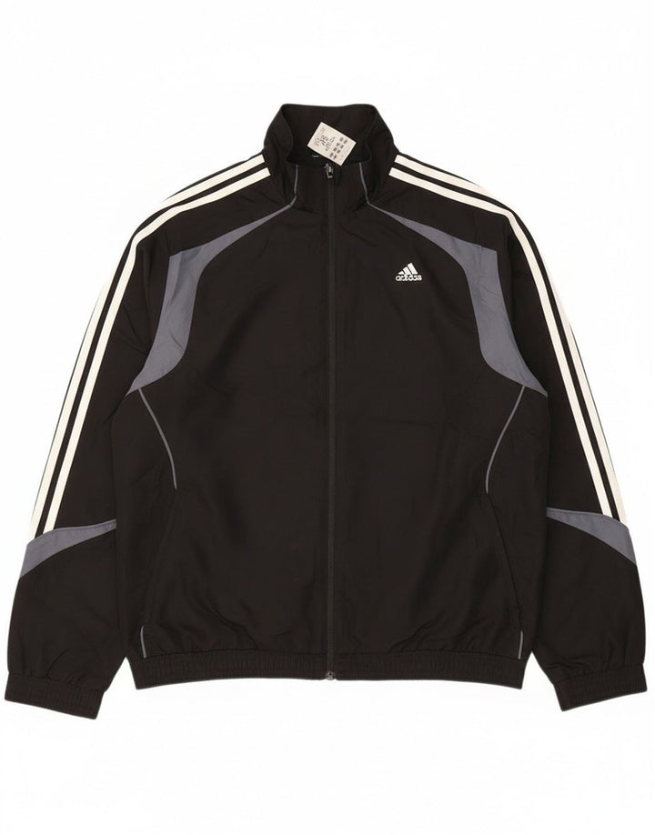 Adidas Mens Tracksuit Top Jacket UK 42/44 Large Black Colourblock Polyester