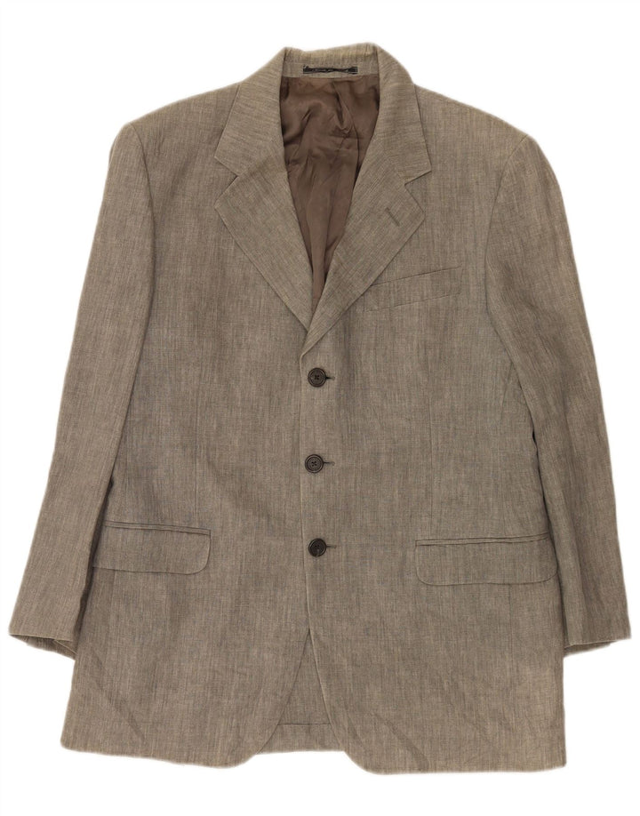 Fendi Mens 3 Button Blazer Jacket IT 50 Large Grey Linen