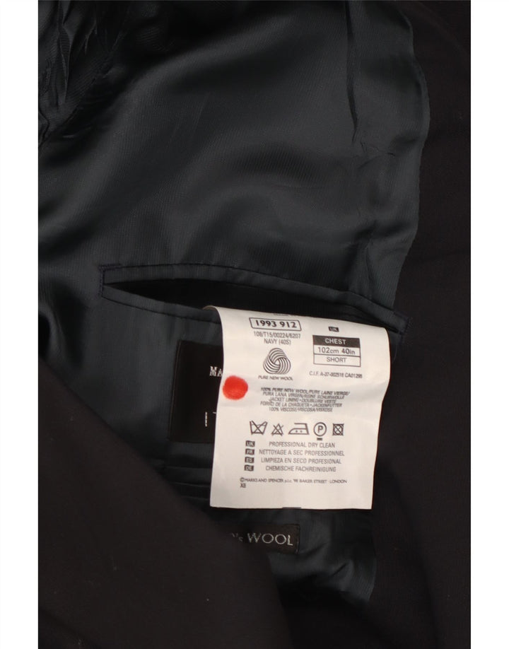 Marks & Spencer Mens Double Breasted Blazer Jacket UK 40 Medium Navy Blue