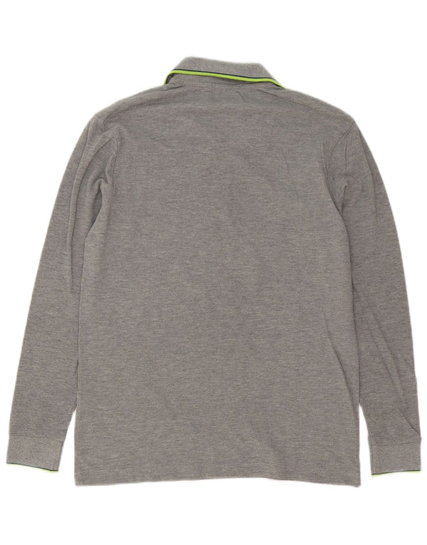 Kappa Mens Long Sleeve Polo Shirt Large Grey Striped Cotton