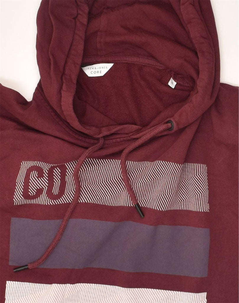 JACK & JONES Mens Slim Graphic Hoodie Jumper XL Burgundy Cotton | Vintage Jack & Jones | Thrift | Second-Hand Jack & Jones | Used Clothing | Messina Hembry 