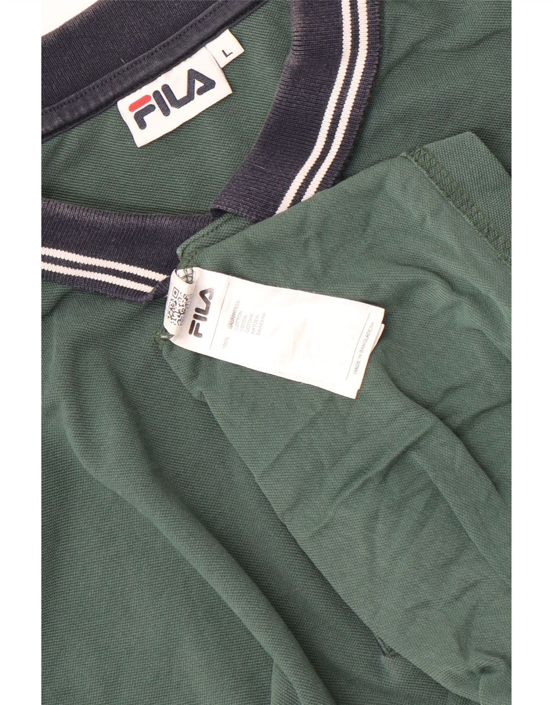 Fila Mens Polo Shirt Large Green Colourblock Cotton