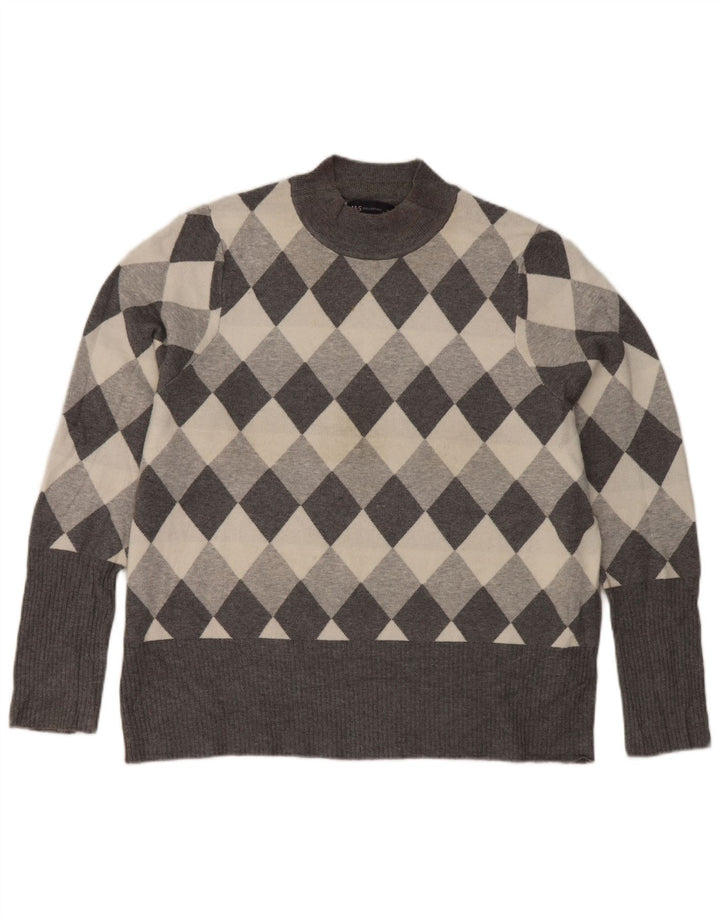 Marks & Spencer Womens Turtle Neck Jumper Sweater UK 22 3XL Grey
