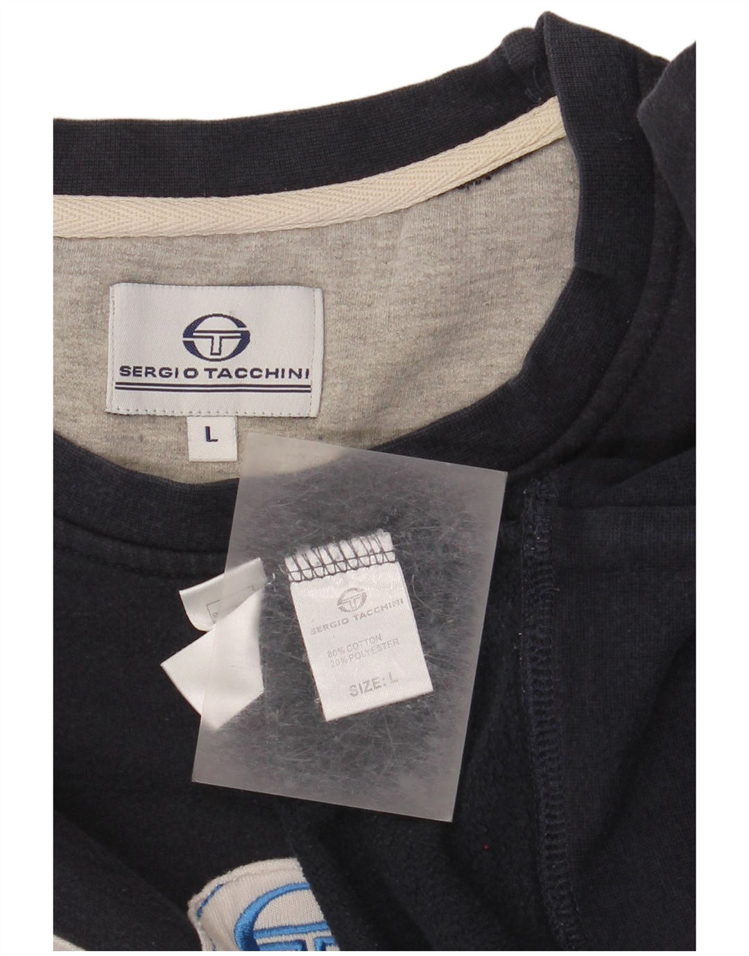 Sergio Tacchini Mens Graphic Sweatshirt Jumper Large Navy Blue Colourblock