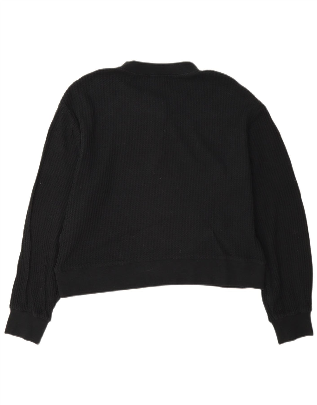 Vans Womens Oversized Crop Button Neck Sweatshirt Jumper UK 10 Small Black