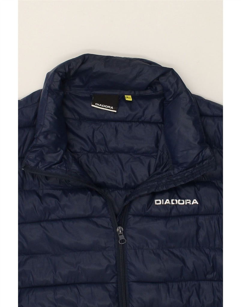 DIADORA Womens Padded Jacket UK 16 Large Navy Blue Polyamide | Vintage Diadora | Thrift | Second-Hand Diadora | Used Clothing | Messina Hembry 