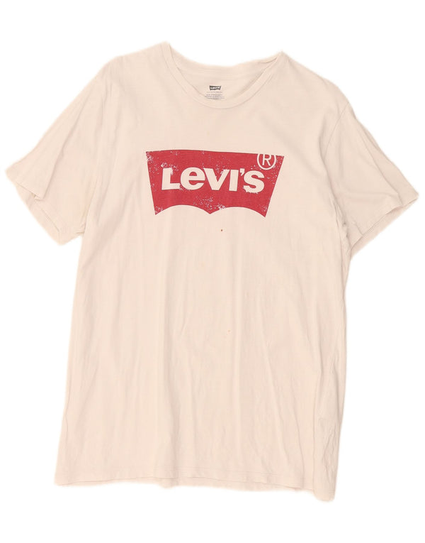 Levi's Womens Graphic T-Shirt Top UK 18 XL White Cotton