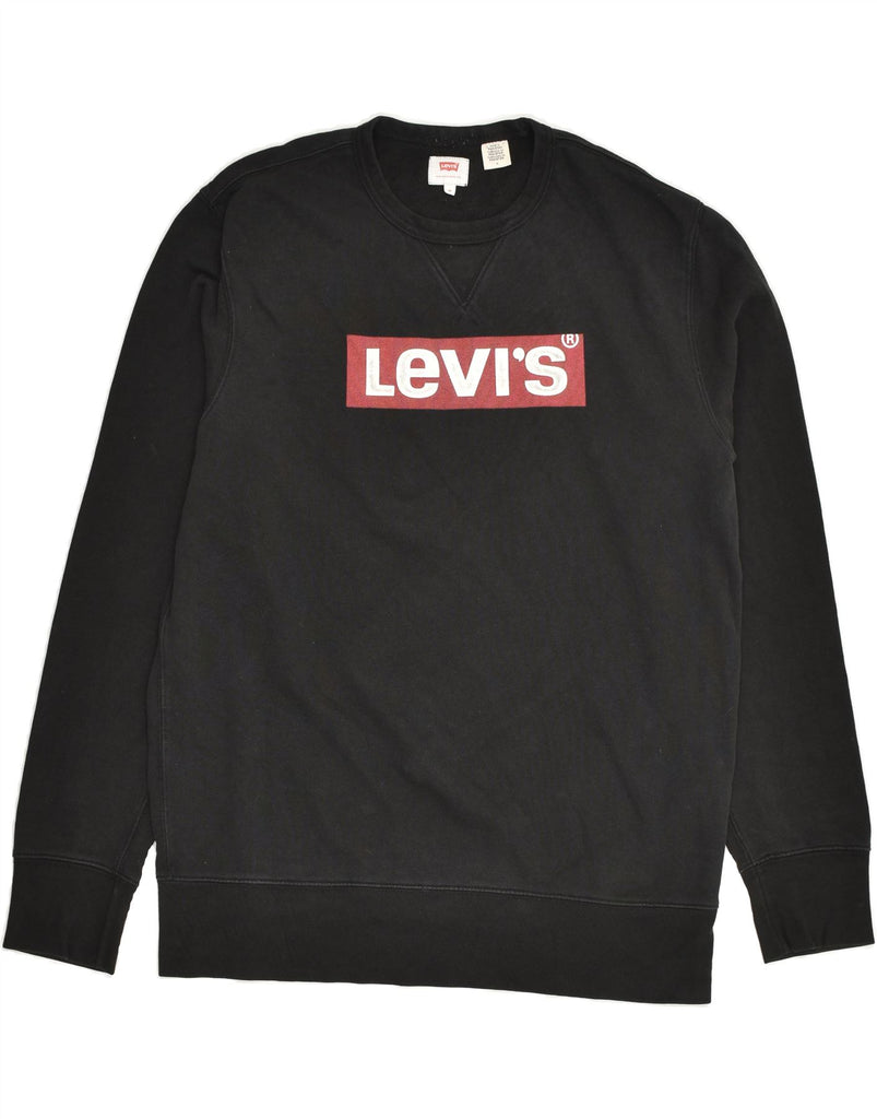 LEVI'S Mens Graphic Sweatshirt Jumper Medium Black Cotton | Vintage Levi's | Thrift | Second-Hand Levi's | Used Clothing | Messina Hembry 