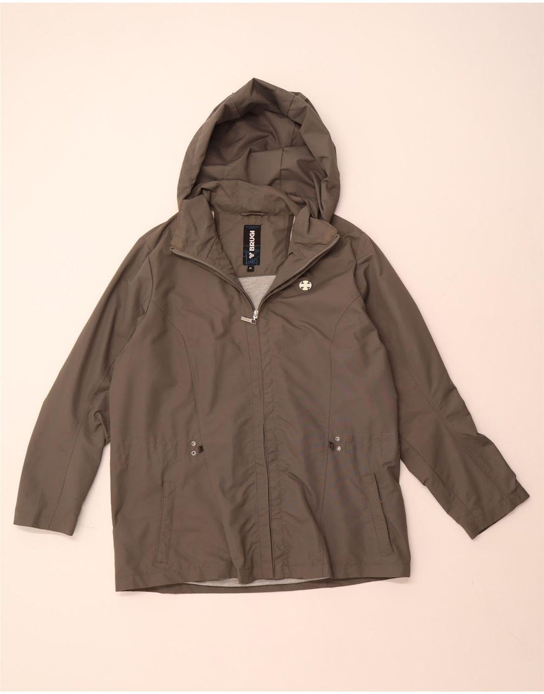 BRUGI Womens Hooded Rain Jacket UK 18 XL Grey Polyamide