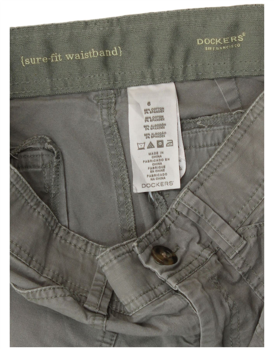 Dockers Womens Poplin Bermuda Shorts US 6 Medium W30 Green Cotton