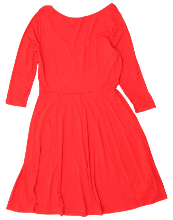 CALVIN KLEIN Womens 3/4 Sleeve A-Line Dress US 12 Large Red