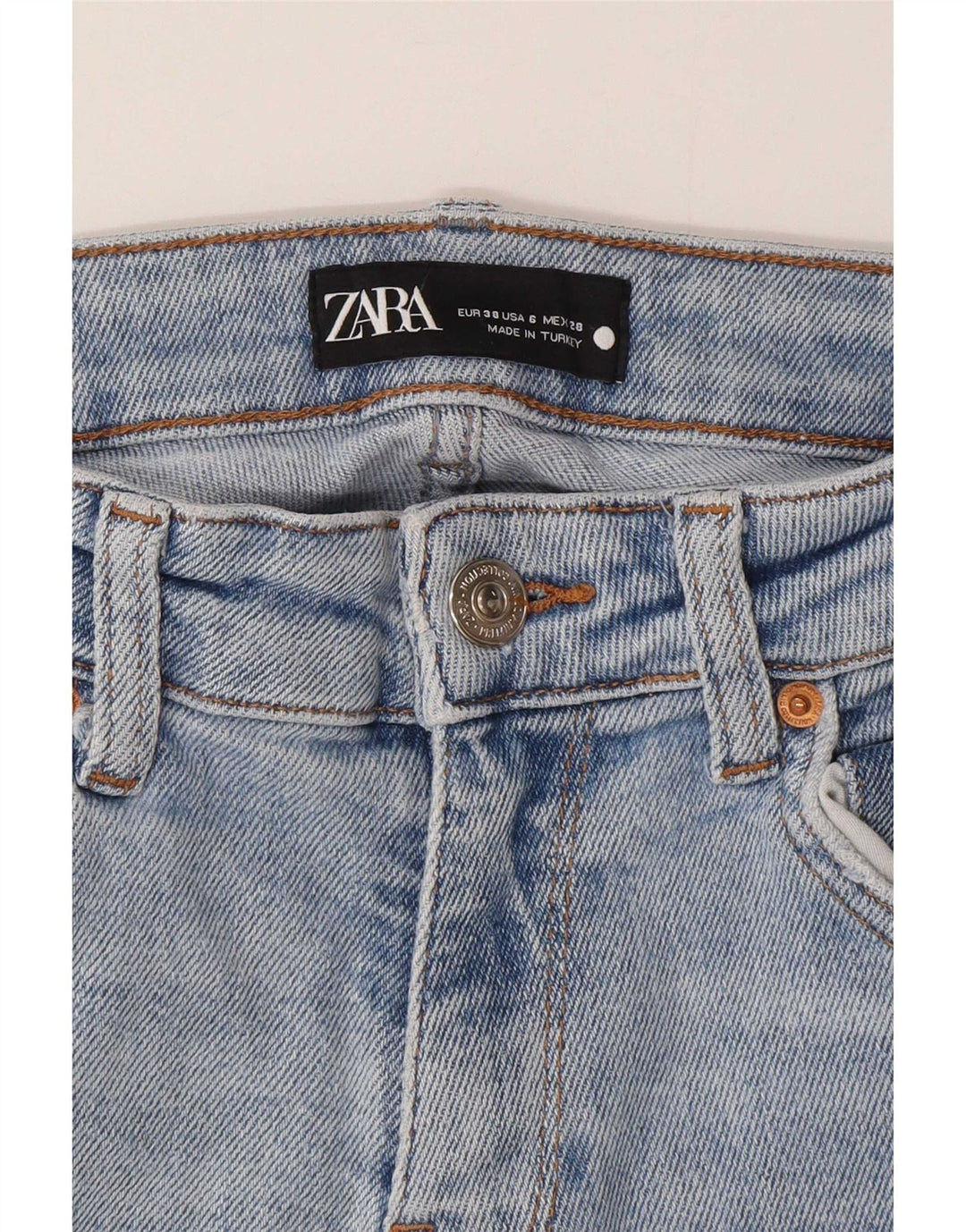 Zara Womens Distressed Slim Jeans EU 38 Small W28 L27 Blue Cotton
