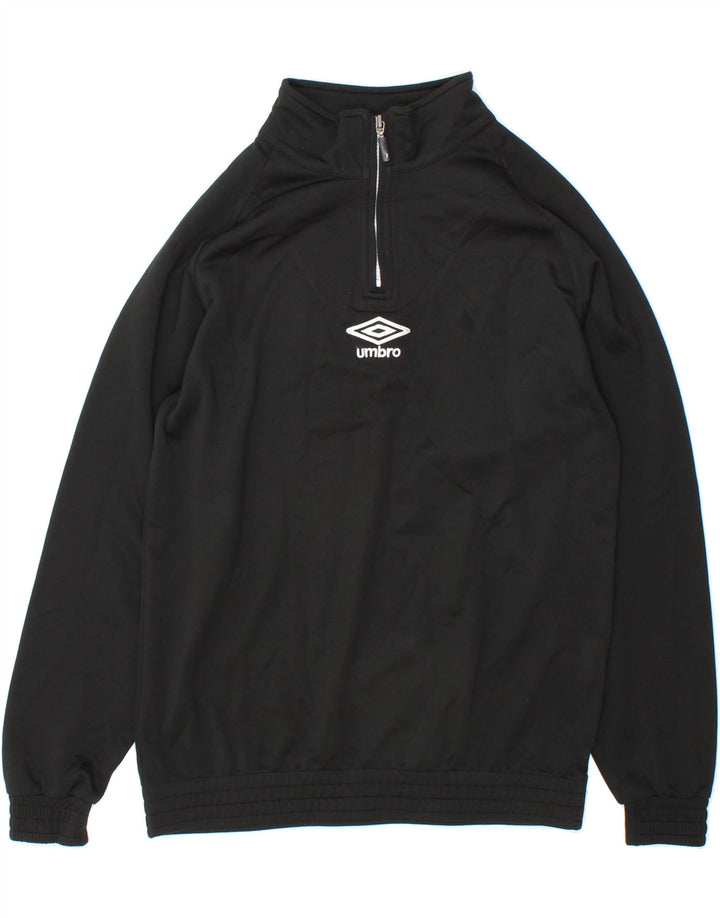 UMBRO Mens Zip Neck Sweatshirt Jumper XS Black Polyester Vintage Umbro and Second-Hand Umbro from Messina Hembry 