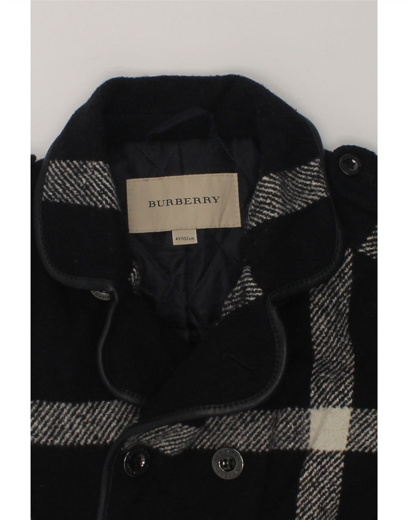 BURBERRY Boys Double Breasted Coat 3-4 Years Black Check Wool | Vintage Burberry | Thrift | Second-Hand Burberry | Used Clothing | Messina Hembry 