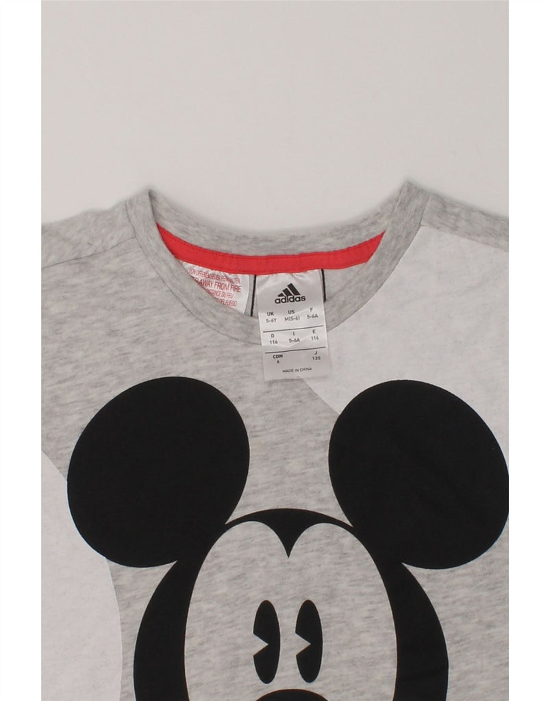 ADIDAS Girls Mickey Mouse Graphic T-Shirt Top 5-6 Years Grey Cotton | Vintage Adidas | Thrift | Second-Hand Adidas | Used Clothing | Messina Hembry 