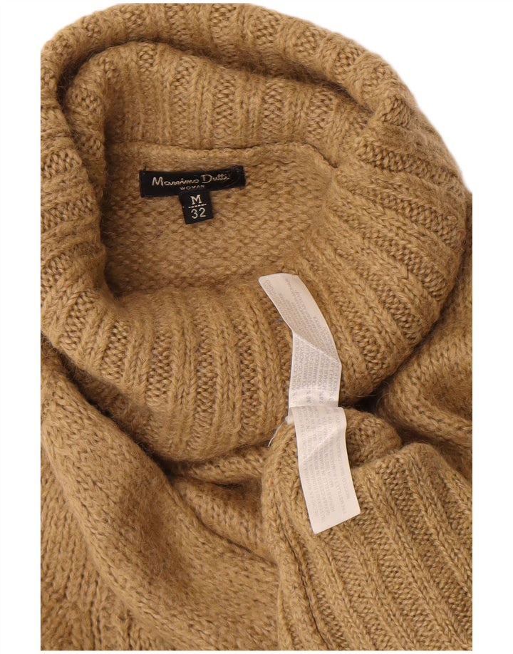 Massimo Dutti Womens Roll Neck Jumper Sweater UK 12 Medium Beige Acrylic