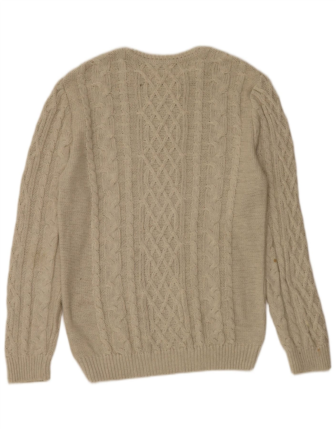 Zara Mens Boat Neck Jumper Sweater Large Beige Cotton