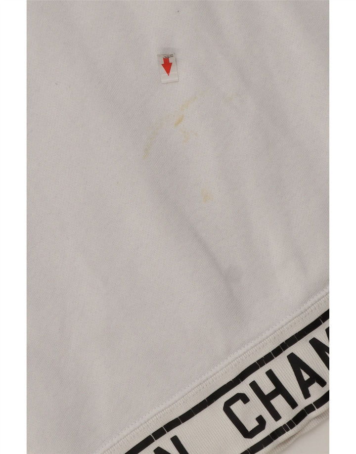 Champion Mens Graphic Hoodie Jumper Large White Cotton