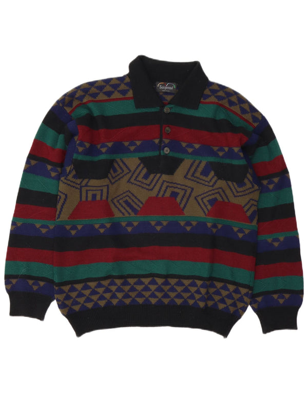 Suspense Mens Polo Neck Jumper Sweater IT 48 Medium Multicoloured Geometric