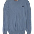 Superdry Mens Boat Neck Jumper Sweater Large Blue Cotton