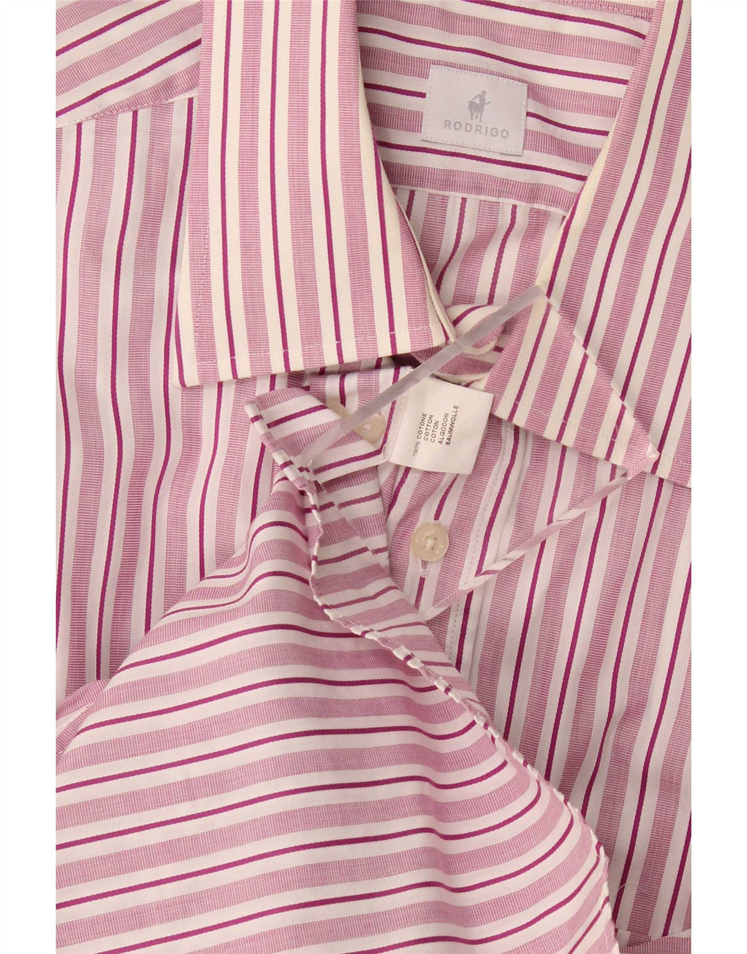 Rodrigo Mens Shirt Large Pink Pinstripe Cotton