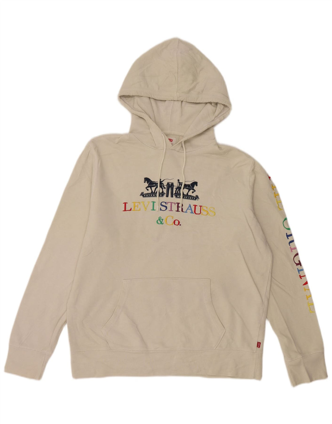 Levi's Mens Graphic Hoodie Jumper Medium White Cotton