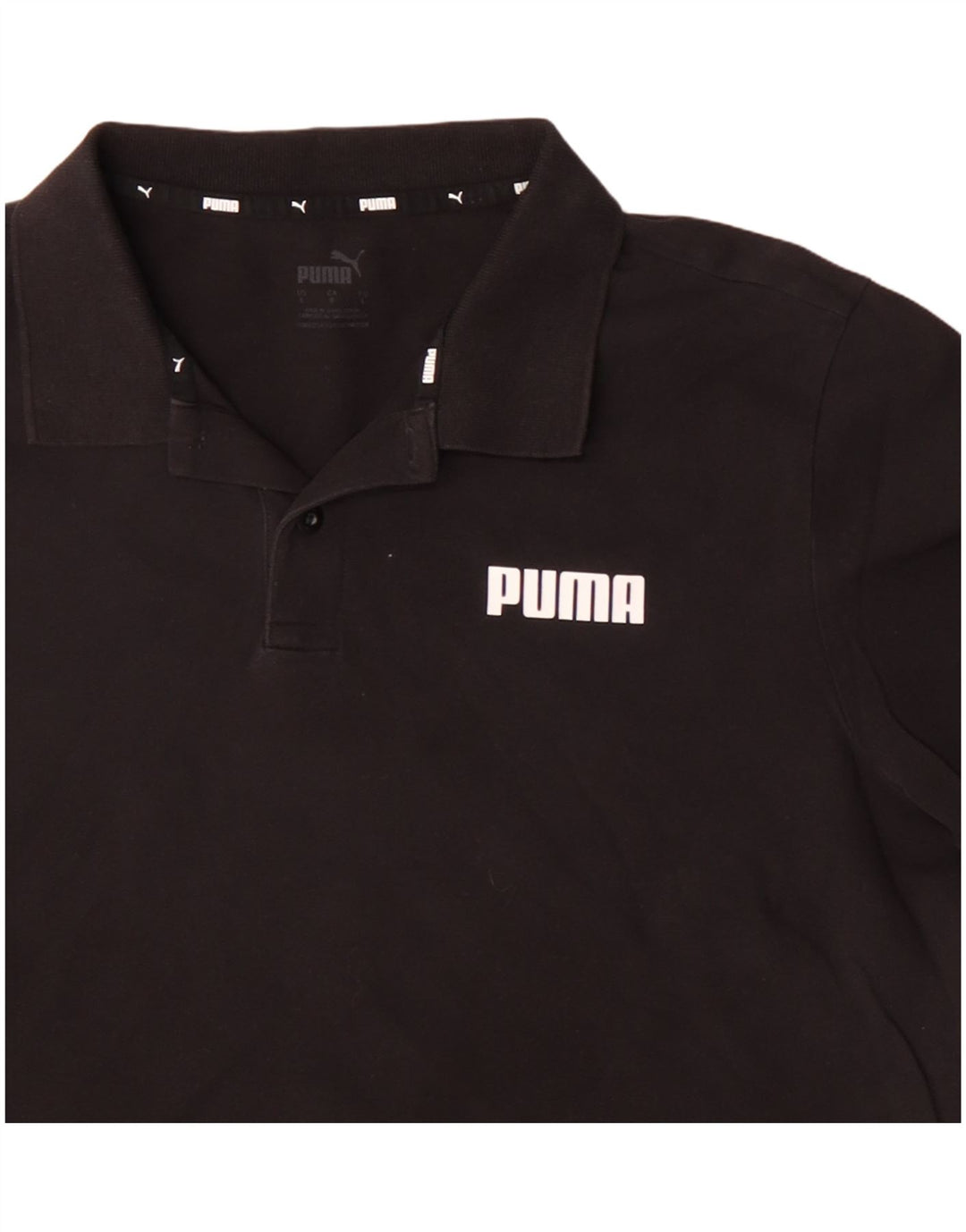 PUMA Mens Polo Shirt Large Black Cotton