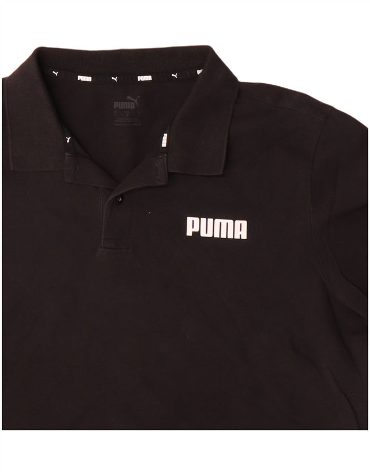 PUMA Mens Polo Shirt Large Black Cotton