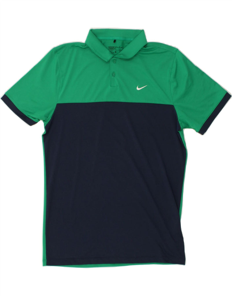 NIKE Mens Dri Fit Standard Fit Polo Shirt Small Green Colourblock | Vintage Nike | Thrift | Second-Hand Nike | Used Clothing | Messina Hembry 