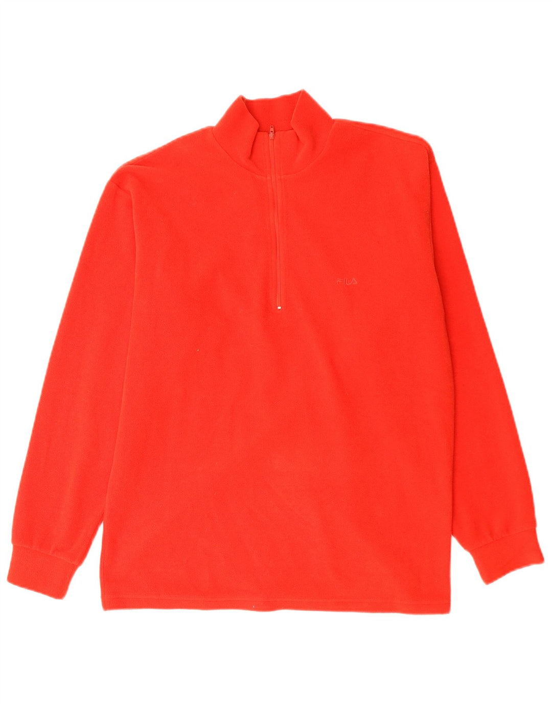 Fila Mens Zip Neck Fleece Jumper IT 48 Medium Red Polyester