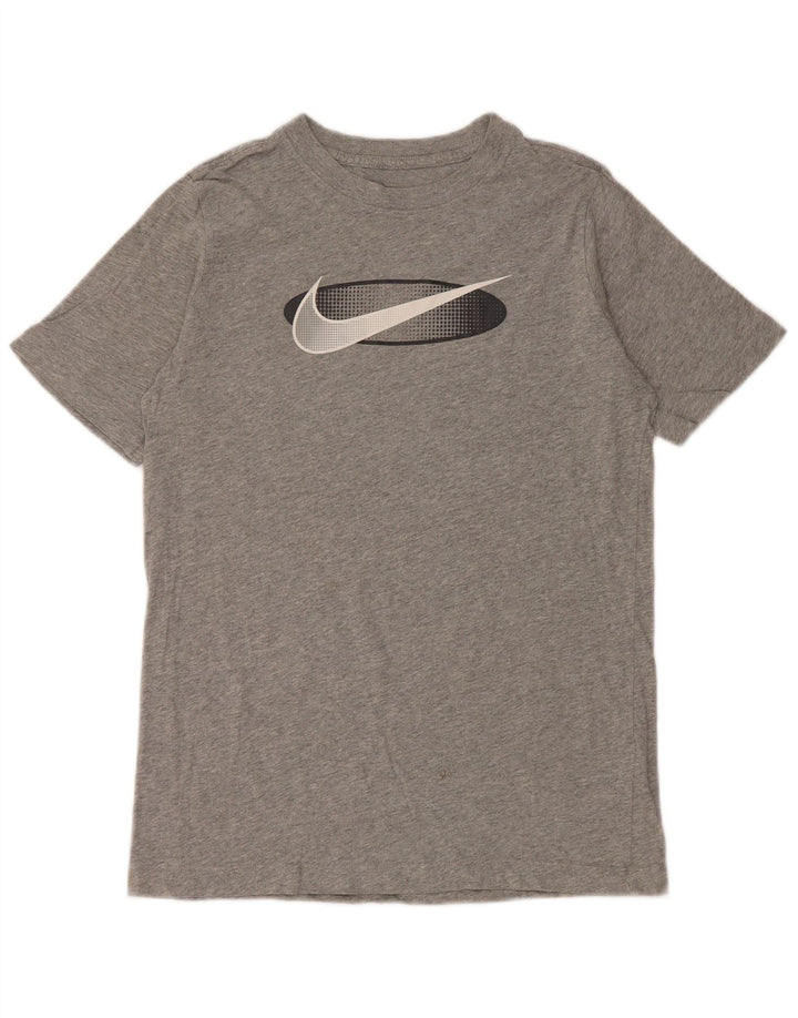 NIKE Boys Graphic T-Shirt Top 13-14 Years XL Grey Flecked Cotton