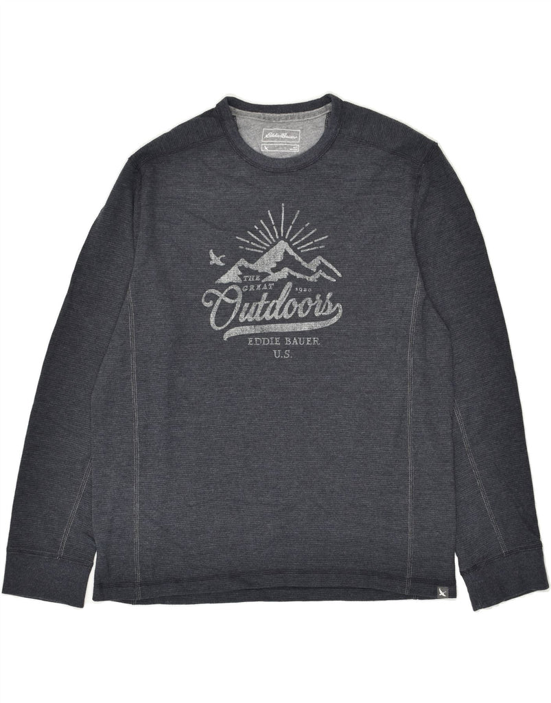 EDDIE BAUER Mens Graphic Top Long Sleeve Large Grey Cotton | Vintage Eddie Bauer | Thrift | Second-Hand Eddie Bauer | Used Clothing | Messina Hembry 