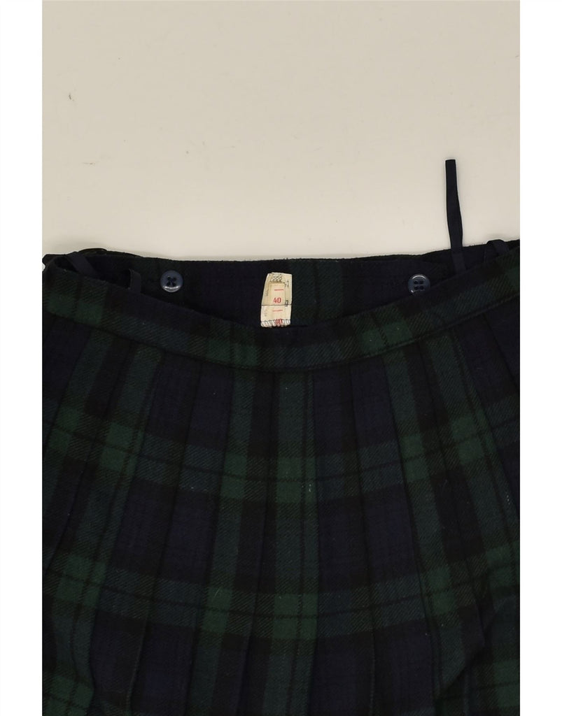 VINTAGE Womens Wrap Skirt IT 40 Small W26 Navy Blue Plaid Polyester | Vintage Vintage | Thrift | Second-Hand Vintage | Used Clothing | Messina Hembry 