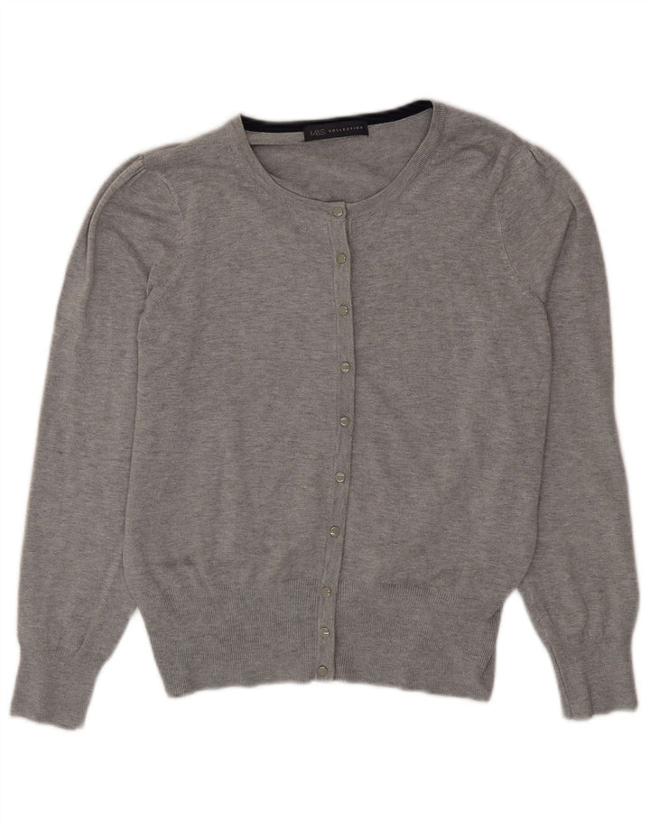 Marks & Spencer Womens Cardigan Sweater UK 12 Medium Grey Viscose