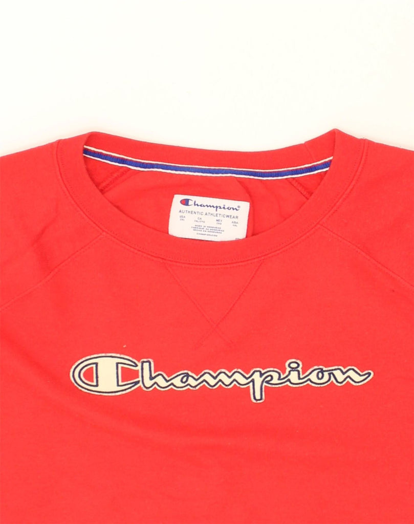 CHAMPION Womens Graphic Sweatshirt Jumper UK 20 2XL Red Polyester | Vintage Champion | Thrift | Second-Hand Champion | Used Clothing | Messina Hembry 