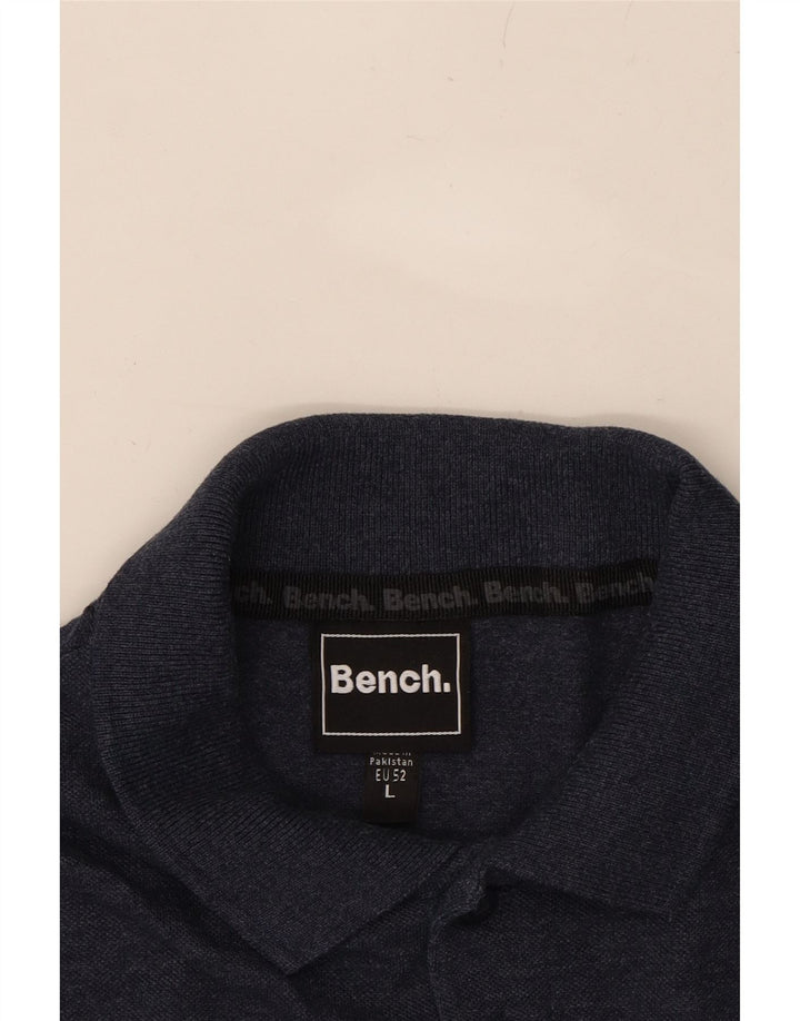 BENCH Mens Polo Shirt IT 52 Large Navy Blue Cotton Vintage Bench and Second-Hand Bench from Messina Hembry 