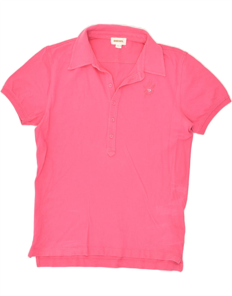 DIESEL Womens Polo Shirt UK 14 Medium Pink Cotton | Vintage Diesel | Thrift | Second-Hand Diesel | Used Clothing | Messina Hembry 