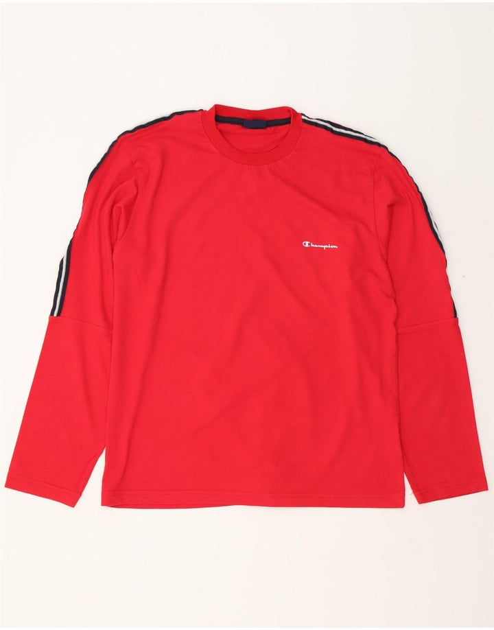 CHAMPION Mens Top Long Sleeve Large Red Cotton
