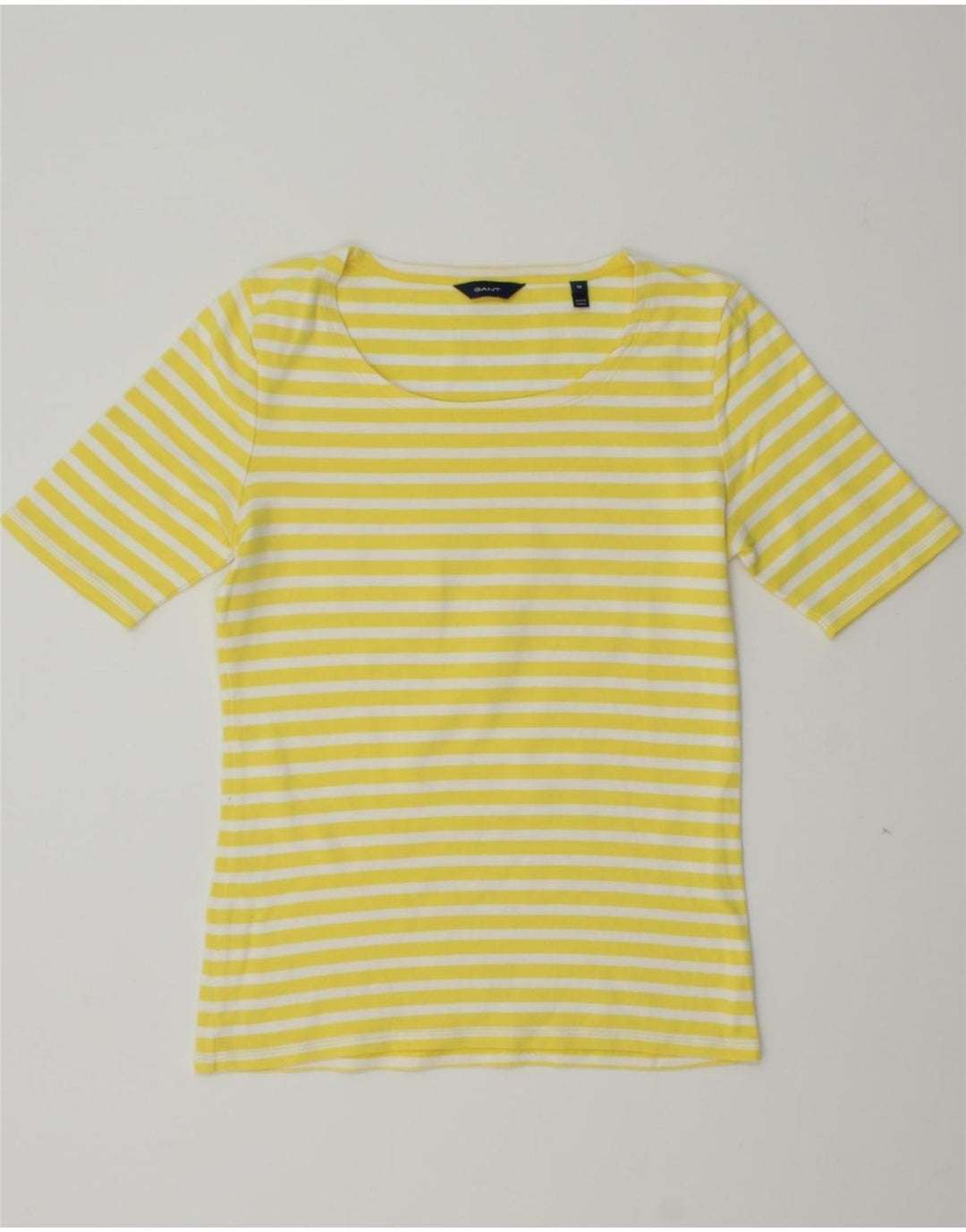 GANT Womens T-Shirt Top UK 12 Medium Yellow Striped Vintage Gant and Second-Hand Gant from Messina Hembry 