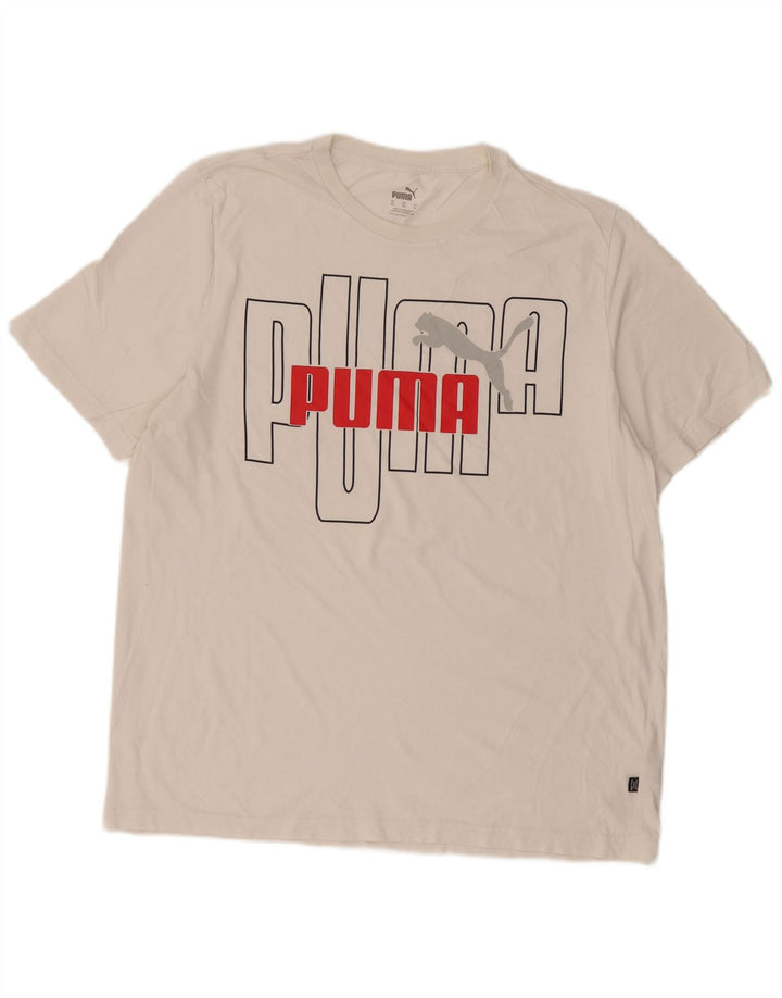 Puma Mens Graphic T-Shirt Top XL White Cotton