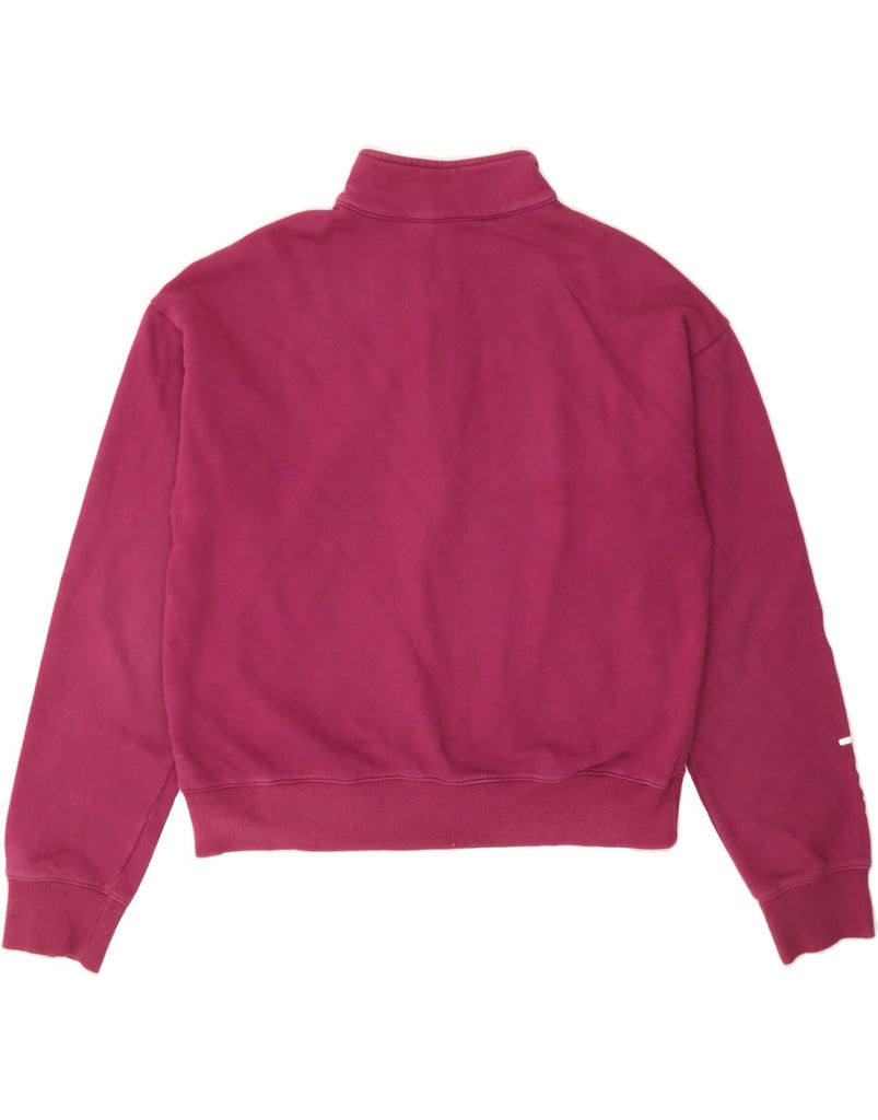 CHAMPION Womens Graphic Zip Neck Sweatshirt Jumper UK 18 XL Burgundy Vintage Champion and Second-Hand Champion from Messina Hembry 