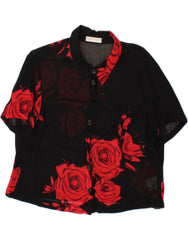 YOUR SIXTH SENSE Womens See Through Shirt Blouse UK 22 3XL Black Floral