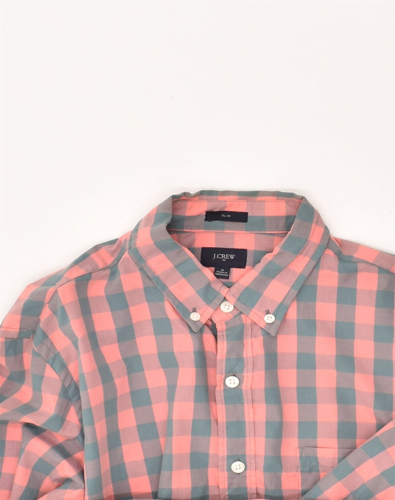 J. CREW Mens Slim Shirt Medium Pink Gingham Cotton | Vintage J. Crew | Thrift | Second-Hand J. Crew | Used Clothing | Messina Hembry 