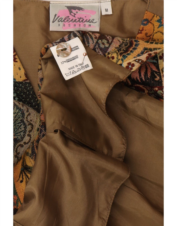 VINTAGE Womens Waistcoat UK 12 Medium Beige Paisley Polyester