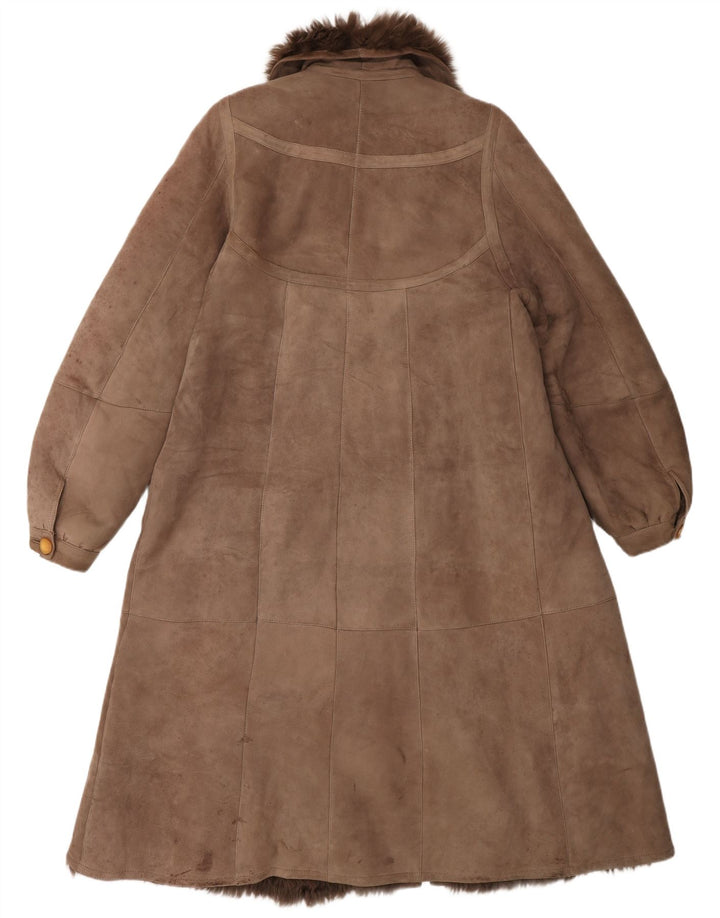 Vintage Womens Shearling Coat UK 14 Medium Brown